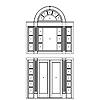 Full-view double door with sidelites, fluted trim, Palladian transom
Unit Dimension 125-1/2" x 109-1/2" + 120-1/2"
Door Dimension 35" x 107"
Panel - none
Glazing - IG, 